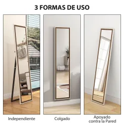 Espejo de Cuerpo Entero 157x37 cm con Marco Bicolor Espejo de Pie Inclinado o Colgante Blanco y Marrón - Ogal.Es