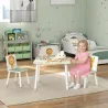 Mesa y Sillas Infantiles de 3 Piezas Mesa Infantil con 2 Sillas de Madera de Pino para niños de +3 Años 60x60x44... - Ogal.Es