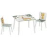 Mesa y Sillas Infantiles de 3 Piezas Mesa Infantil con 2 Sillas de Madera de Pino para niños de +3 Años 60x60x44... - Ogal.Es
