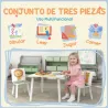 Mesa y Sillas Infantiles de 3 Piezas Mesa Infantil con 2 Sillas de Madera de Pino para niños de +3 Años 60x60x44... - Ogal.Es