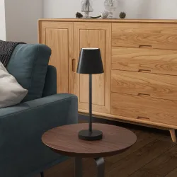 Lámpara de Mesita de Noche Inalámbrica con Luces LED Lámpara de Mesa USB-C Recargable 3 Colores Ø11,2x36,5 cm Negro - Ogal.Es