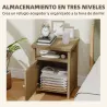 Mesita de Noche con Puerta de Ratán Mesilla de Noche con Estante Abierto y Compartimento 40x35x55 cm Madera Natural - Ogal.Es