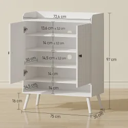 Zapatero Entrada Recibidor con Estantes Ajustables Compartimento Abierto para 15 Pares de Zapatos 75x35x97 cm Bl... - Ogal.Es