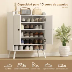 Zapatero Entrada Recibidor con Estantes Ajustables Compartimento Abierto para 15 Pares de Zapatos 75x35x97 cm Bl... - Ogal.Es