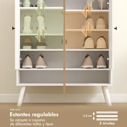 Zapatero Entrada Recibidor con Estantes Ajustables Compartimento Abierto para 15 Pares de Zapatos 75x35x97 cm Bl... - Ogal.Es