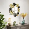Adorno de Pared Metálico con Espejo Decorativo para Salón Dormitorio Pasillo 84x84 cm Dorado y Negro - Ogal.Es