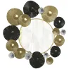 Adorno de Pared Metálico con Espejo Decorativo para Salón Dormitorio Pasillo 84x84 cm Dorado y Negro - Ogal.Es