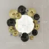 Adorno de Pared Metálico con Espejo Decorativo para Salón Dormitorio Pasillo 84x84 cm Dorado y Negro - Ogal.Es