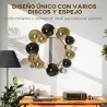 Adorno de Pared Metálico con Espejo Decorativo para Salón Dormitorio Pasillo 84x84 cm Dorado y Negro - Ogal.Es