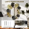 Adorno de Pared Metálico con Espejo Decorativo para Salón Dormitorio Pasillo 84x84 cm Dorado y Negro - Ogal.Es