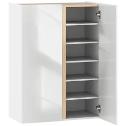 Zapatero de 6 Niveles con 2 Puertas en Blanco Brillo con Cierre Suave y Estantes Ajustables 70x33,5x95 cm Blanco - Ogal.Es