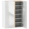 Zapatero de 6 Niveles con 2 Puertas en Blanco Brillo con Cierre Suave y Estantes Ajustables 70x33,5x95 cm Blanco - Ogal.Es