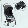 Carrito para Bebé Plegable con Respaldo Reclinable Reposapiés Ajustable Capota Cesta Arnés Carga 15 kg Gris Oscuro - Ogal.Es