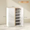 Zapatero de 6 Niveles con 2 Puertas en Blanco Brillo con Cierre Suave y Estantes Ajustables 70x33,5x95 cm Blanco - Ogal.Es
