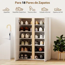 Zapatero de 6 Niveles con 2 Puertas en Blanco Brillo con Cierre Suave y Estantes Ajustables 70x33,5x95 cm Blanco - Ogal.Es