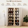 Zapatero de 6 Niveles con 2 Puertas en Blanco Brillo con Cierre Suave y Estantes Ajustables 70x33,5x95 cm Blanco - Ogal.Es