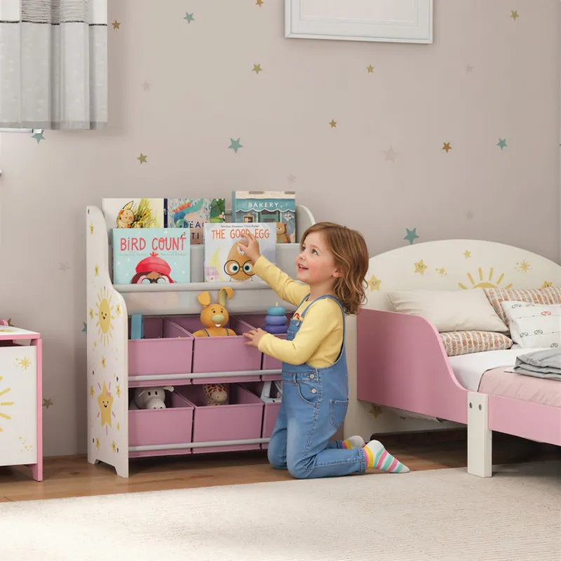 Estantería Infantil para Juguetes con 6 Cajas Extraíbles de Tela no Tejida y 2 Estantes para Guardería 63x30x71 ... - Ogal.Es