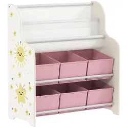 Estantería Infantil para Juguetes con 6 Cajas Extraíbles de Tela no Tejida y 2 Estantes para Guardería 63x30x71 ... - Ogal.Es