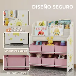Estantería Infantil para Juguetes con 6 Cajas Extraíbles de Tela no Tejida y 2 Estantes para Guardería 63x30x71 ... - Ogal.Es