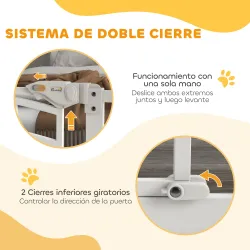 Barrera de Seguridad para Perros 74-100 cm con Extensión Montaje a Presión Doble Bloqueo para Puerta Escalera Bl... - Ogal.Es