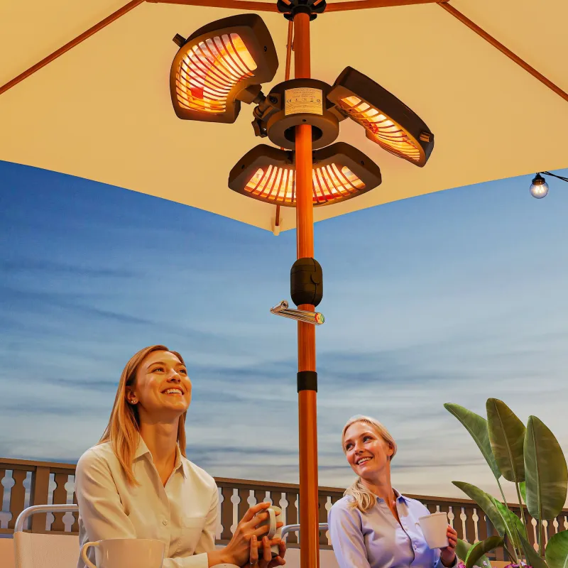 Calefactor Eléctrico Exterior 2400W con 3 Niveles de Calor Protección Antivuelco para Sombrilla Terraza Ø55x8 cm... - Ogal.Es