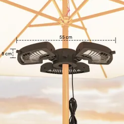 Calefactor Eléctrico Exterior 2400W con 3 Niveles de Calor Protección Antivuelco para Sombrilla Terraza Ø55x8 cm... - Ogal.Es