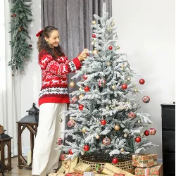 Árbol de Navidad Nevado 180 cm con 1207 Ramas Base Plegable Diseño por Secciones Fácil de Montar - Ogal.Es