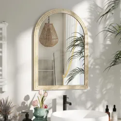 Espejo de Pared Arqueado Espejo de Baño 50x70 cm con Marco de Imitación de Piedra para Salón Dormitorio Entrada ... - Ogal.Es