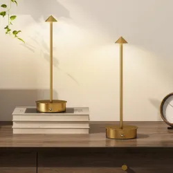 Juego de 2 Lámparas de Mesa LED Recargables con USB y Control Táctil y Luz Regulable Ø10x30 cm Dorado - Ogal.Es