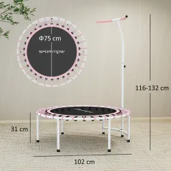 Cama Elástica Fitness Ø102 cm con Mango Ajustable de 5 Niveles y Marco de Acero para Entrenamiento Piernas Cuerp... - Ogal.Es