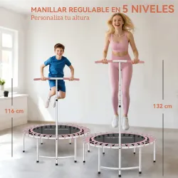 Cama Elástica Fitness Ø102 cm con Mango Ajustable de 5 Niveles y Marco de Acero para Entrenamiento Piernas Cuerp... - Ogal.Es