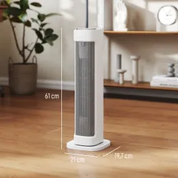 Calefactor Eléctrico Bajo Consumo 2000W con 3 Modos Termostato Regulable Protección contra Vuelcos y Sobrecalent... - Ogal.Es