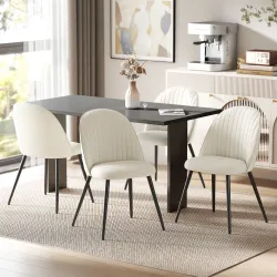 Pack de 4 Sillas de Comedor Modernas Sillas de Cocina Tapizada en Terciopelo con Respaldo Bajo 50x52x83 cm Crema - Ogal.Es