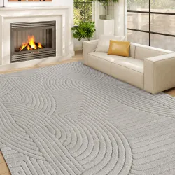 Alfombra Salón 230x160 cm Pelo Corto Estilo Moderno Base Antideslizante Tejida a Máquina Gris - Ogal.Es