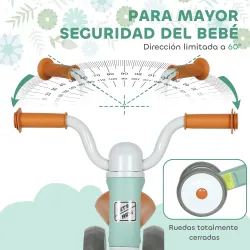 Bicicleta sin Pedales para Niños de 12 a 36 Meses con Ruedas Silenciosas y Manillares con Giro Limitado a 60°, V... - Ogal.Es