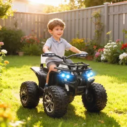 Quad Eléctrico para Niños 12V Quad para Niños de 3?5 Años con 2 Motores Velocidad 3?8 km/h Música Faros LED USB ... - Ogal.Es