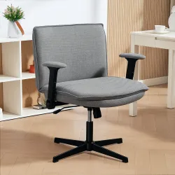 Silla de Oficina Piernas Cruzadas con Reposabrazos Abatible Asiento Ancho sin Ruedas Altura Ajustable Giratoria ... - Ogal.Es