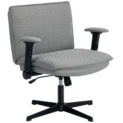 Silla de Oficina Piernas Cruzadas con Reposabrazos Abatible Asiento Ancho sin Ruedas Altura Ajustable Giratoria ... - Ogal.Es