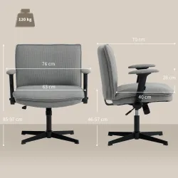 Silla de Oficina Piernas Cruzadas con Reposabrazos Abatible Asiento Ancho sin Ruedas Altura Ajustable Giratoria ... - Ogal.Es