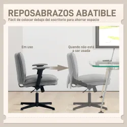 Silla de Oficina Piernas Cruzadas con Reposabrazos Abatible Asiento Ancho sin Ruedas Altura Ajustable Giratoria ... - Ogal.Es