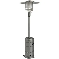 Estufa de Gas Propano Portátil 13000W con Sistema Antivuelco Encendido Piezoeléctrico y Ruedas 82x82x222 cm Gris - Ogal.Es
