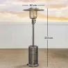 Estufa de Gas Propano Portátil 13000W con Sistema Antivuelco Encendido Piezoeléctrico y Ruedas 82x82x222 cm Gris - Ogal.Es