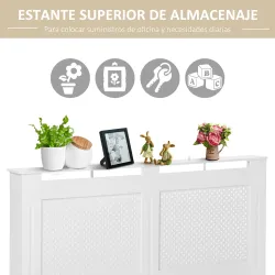 Cubreradiador de MDF Cubierta para Radiador con Listones para Salón Dormitorio Pasillo 151,5x19x82 cm Blanco - Ogal.Es