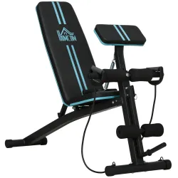 Banco de Musculación Plegable con Respaldo Regulable Extensión de Pierna Cojín de Predicador Banda 160x54x106 cm... - Ogal.Es