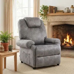 Sillón Relax Reclinable Manual hasta 135º con Reposabrazos Reposapiés Acolchado Grueso Gris - Ogal.Es