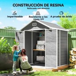Caseta de Jardín Exterior 182x151x219 cm con Suelo Puerta Cerrada y Techo Inclinado para Almacenar Herramientas ... - Ogal.Es