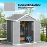 Caseta de Jardín Exterior 182x151x219 cm con Suelo Puerta Cerrada y Techo Inclinado para Almacenar Herramientas ... - Ogal.Es