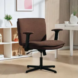 Silla de Oficina Piernas Cruzadas con Reposabrazos Abatible Asiento Ancho sin Ruedas Altura Ajustable Giratoria ... - Ogal.Es