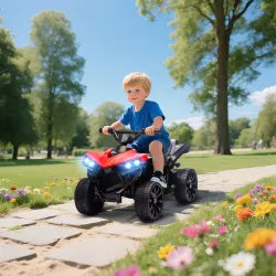 Quad Eléctrico para Niños 6 V Quad para Niños de 18 a 56 Meses Velocidad hasta 3?km/h Faros y Música 70x42x45 cm... - Ogal.Es