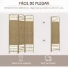Biombo Separador de Ambientes de 3 Paneles Plegable de Cuerda de Papel 120x170cm Decoración para Dormitorio Natural - Ogal.Es